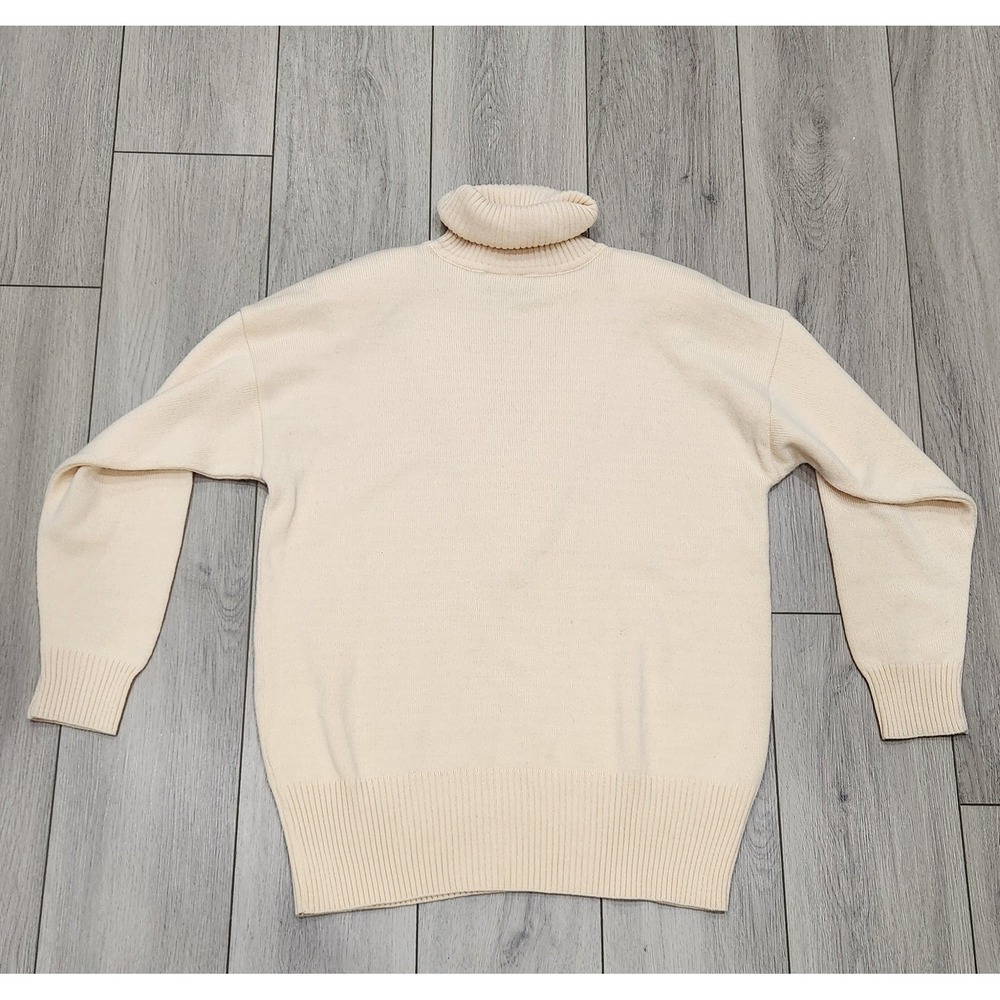 Vintage Liz Claiborne Lambswool Blend Turtleneck Sweater Cream/Peach Women's M - Picture 10 of 13
